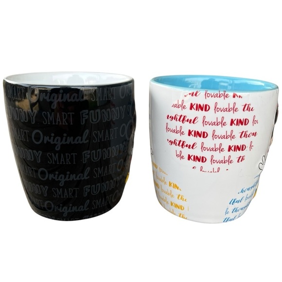 Disney Parks Minnie & Mickey Positive Attributes 3D Mug Set His Hers Black White - Picture 4 of 11